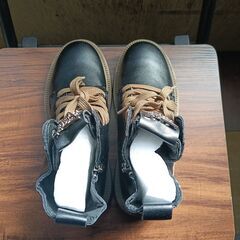 新品 22.5cm レディース ブーツ ブラック 厚底 シューズ サイドゴア 識別番号:【B135-S】の画像