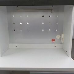 レンジボード ダークブラウン 幅77×高195㎝ 食器棚 キッチンボード こげ茶 側面・中央フック付き 現状品　西岡店の画像