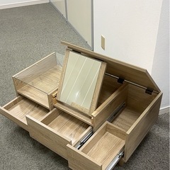 【美品】LOWYA ドレッサー テーブルディスプレイ収納付き可動ミラー 付きの画像