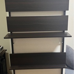 壁面収納 ウォールラック ブラウン 大型の画像