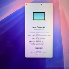 MacBook Air 13″ (2020) A2179 / i7 / 16GB / 256GB / シルバー の画像