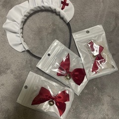 メイドコスプレ　赤　ナースメイド　ナースコスプレの画像