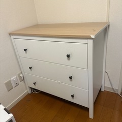 IKEA KILBERGET シルベルゲット チェスト（引き出し×3）, ホワイト/転倒防止機能付き, 89x78 cmの画像