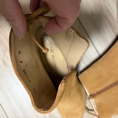 スエード ポインテッドトゥ ショートブーツ／キャメル／美品・約9割新の画像