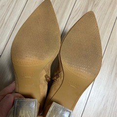 スエード ポインテッドトゥ ショートブーツ／キャメル／美品・約9割新の画像