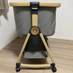 HZDMJ　ベビーベッド ベッドサイドベッド 折りたたみ グレー マット付きの画像