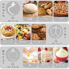 スタンドミキサー ダブルボウル 卓上ミキサー 3種類アタッチメント付きの画像