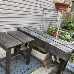 手作りベンチの画像