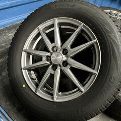 【スタッドレス美品】195/65R15 ブリヂストンタイヤ ブリザックVRX2 社外アルミホイール、及びナット付き HumanLine HS-08 15インチ 4本セット 5穴 6J+45 P.C.D.100 50系までのプリウス 等にの画像