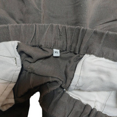  無印良品 麻 ワイドパンツ XL チャコールグレー ／ リネン 総ゴムの画像