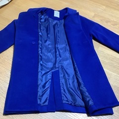 シャンブルドゥシャーム　コート　ミドル丈　ロイヤルブルー　毛　wool ダブルの画像