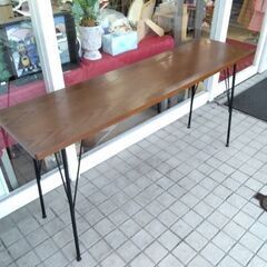 定価数万　天然木　脚鉄製　パソコンデスク　作業台　棚　多目的　机　ラック　家電ラック　キッチンボードの画像