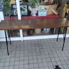 定価数万　天然木　脚鉄製　パソコンデスク　作業台　棚　多目的　机　ラック　家電ラック　キッチンボードの画像