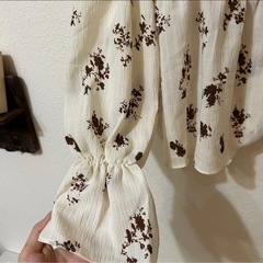 ノーブランド 茶色 白 ブラウス 長袖の画像