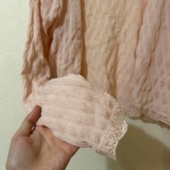 ピンク シアー カーディガンの画像