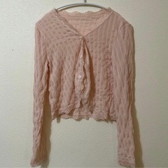 ピンク シアー カーディガンの画像
