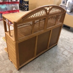 ラタンチェスト ランドリーチェスト フラップダウン扉 タオル収納などに 120cm×35cm×高さ90cmの画像