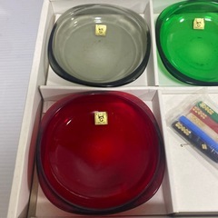 カガミクリスタル デザート ガラス皿 グラスセット カラフル レトロ 各務の画像