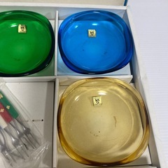 カガミクリスタル デザート ガラス皿 グラスセット カラフル レトロ 各務の画像