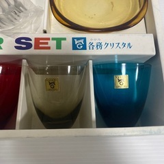 カガミクリスタル デザート ガラス皿 グラスセット カラフル レトロ 各務の画像