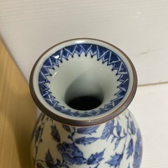 陶磁器 花瓶 花生 たち吉 橘吉 花唐草紋 染付 花生け 花器 未使用保管品の画像