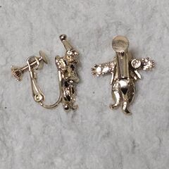 AD刻印 ピエロ イヤリング ヴィンテージ 足振り ラインストーン 昭和レトロの画像