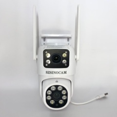 【165】新品1台 2.4GHz デュアルレンズ 屋外 Wi-Fi 720p高画質スマートカメラ〈IP65防水〉の画像