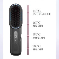 【新品】ヒートブラシ コードレス ブラシ型ヘアアイロン マイナスイオン 4段階温度調節の画像