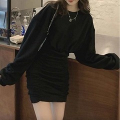 SHEIN黒ミニワンピ の画像