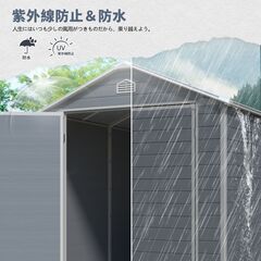 送料込み❣ 新品未使用 【床板付き】大型物置 屋外 樹脂製 戸外収納庫 窓付き サビ防止 防水 1220163の画像