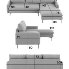 3人掛けカウチソファの画像