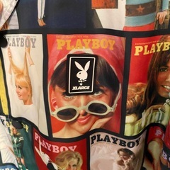【Y00077】PLAYBOY × X-LARGE（プレイボーイ×エクストララージ）総柄コーチジャケット　XL　※補修有りの画像
