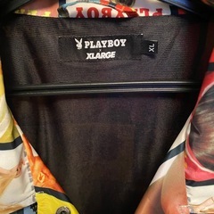 【Y00077】PLAYBOY × X-LARGE（プレイボーイ×エクストララージ）総柄コーチジャケット　XL　※補修有りの画像