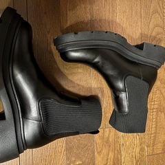 Lサイズ リブソックスブーツ ショートブーツ サイドゴア　の画像