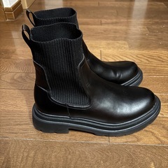 Lサイズ リブソックスブーツ ショートブーツ サイドゴア　の画像