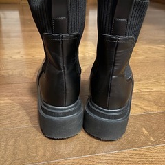 Lサイズ リブソックスブーツ ショートブーツ サイドゴア　の画像