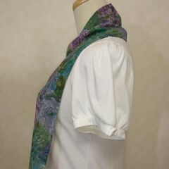 ストール　グリーン×花③（小）の画像