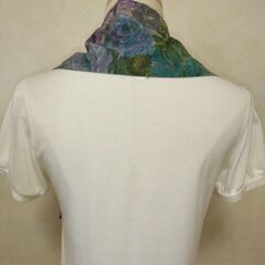 ストール　グリーン×花③（小）の画像