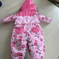 旭川市！引き取り限定！moujonjon 女の子　90サイズ　可愛い♡状態良好！つなぎ　冬用　雪遊び　ジャンプスーツの画像