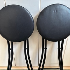 譲渡確定済✴︎折りたたみ椅子　黒　丸椅子　スツール　収納　コンパクト　スリムの画像