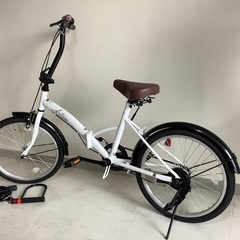 折りたたみ自転車20型白　U字ロックと地球ロック用の鍵もおつけします。の画像