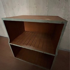 木製　収納　ライトグリーン　古道具　古家具の画像