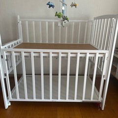 ヤマサキ YAMASAKI ハイタイプ ツーオープン カトージ ベビーベッド 白 定価68000円の画像