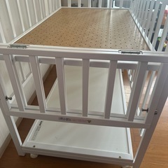 ヤマサキ YAMASAKI ハイタイプ ツーオープン カトージ ベビーベッド 白 定価68000円の画像