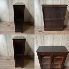 民芸家具 書棚 本棚 ガラスキャビネット アンティーク家具 ガラス扉 和家具の画像