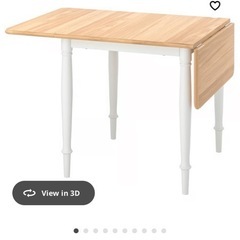 IKEA DANDERYD ドロップリーフテーブル、オーク突板/ホワイト、74/134x80の画像