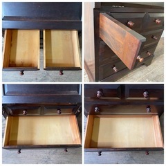 民芸家具 ライティングビューロー 引き出し付き チェスト ワークデスク アンティーク家具 和製アンティーク の画像