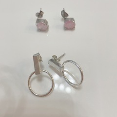 レディースピアス　まとめて3点　シルバー　揺れる　ピンク　ブラックの画像