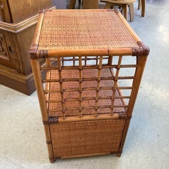 ☆値下げ☆K2509-302 昭和レトロ ラタンチェスト 引き出し2段 キズ汚れ有りの画像