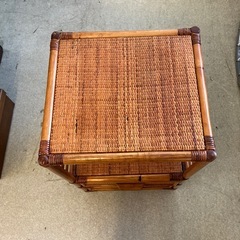 ☆値下げ☆K2509-302 昭和レトロ ラタンチェスト 引き出し2段 キズ汚れ有りの画像